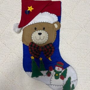 Festive Bear and Snowman Holiday Stocking